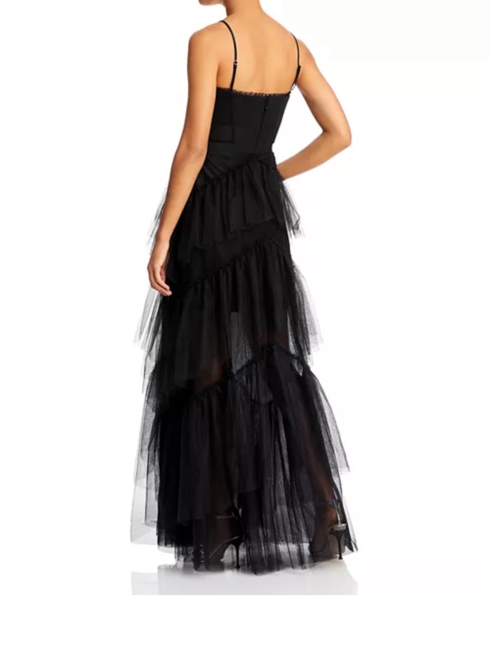BCBGMaxAzria Black Tiered Tulle Maxi Dress